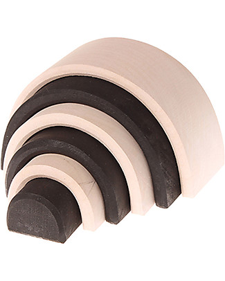 Grimm's Small Tunnel Monochrome, Black and White - 6 pieces, 10.5 cm Wooden Stacking Toys