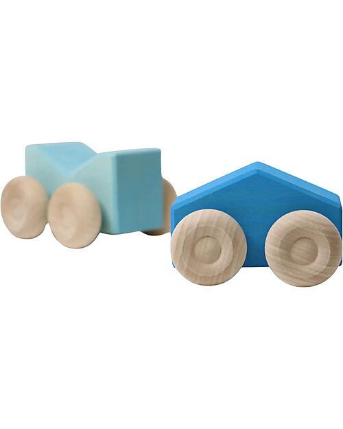 Grimm's Stacking Cars - Blue - Maple Wood - 0+ year Montessori Toys