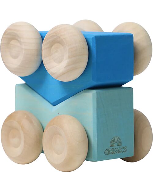 Grimm's Stacking Cars - Blue - Maple Wood - 0+ year Montessori Toys