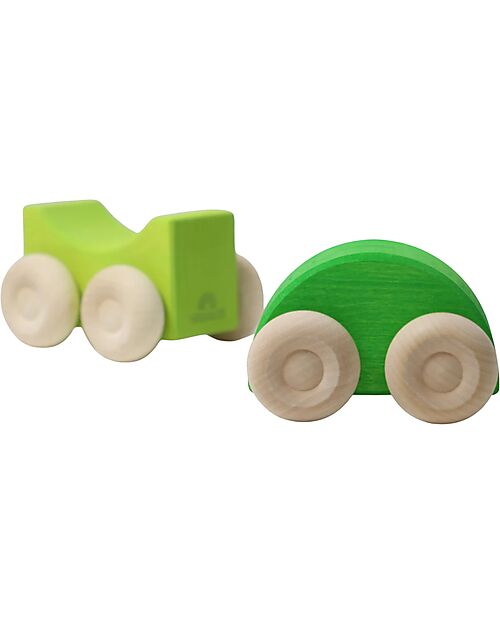 Grimm's Stacking Cars - Green - Maple Wood - 0+ year Montessori Toys