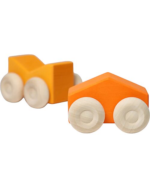 Grimm's Stacking Cars - Orange - Maple Wood - 0+ year Montessori Toys