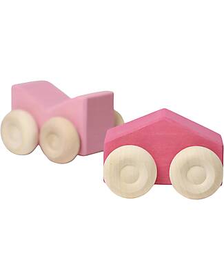 Grimm's Stacking Cars - Pink - Maple Wood - 0+ year Montessori Toys