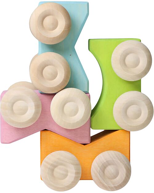 Grimm's Stacking Cars - Pink - Maple Wood - 0+ year Montessori Toys
