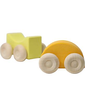 Grimm's Stacking Cars - Yellow - Maple Wood - 0+ year Montessori Toys
