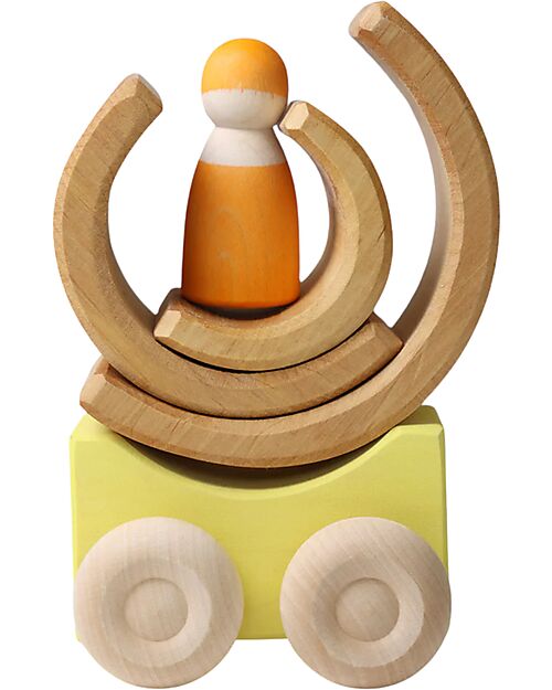 Grimm's Stacking Cars - Yellow - Maple Wood - 0+ year Montessori Toys