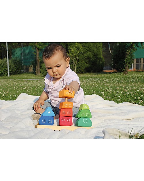 Grimm's Stacking Game Fairy Tale Village - 10 pieces - Original, educational, fun! Wooden Blocks and Construction Sets