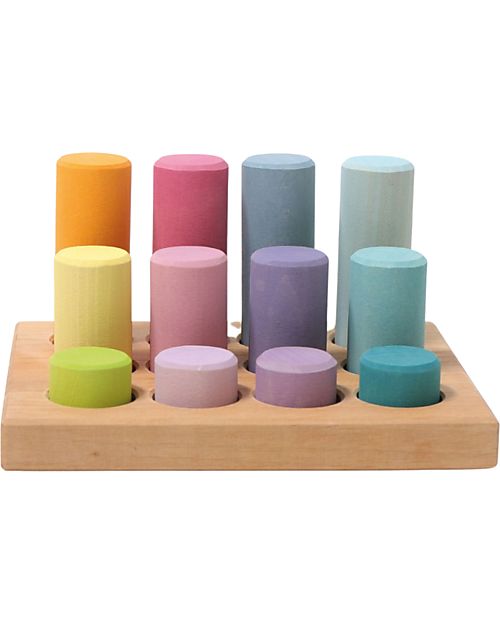Grimm's Stacking Game Small Rollers - Pastel - FSC Linden Wood Montessori Toys