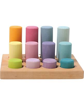 Grimm's Stacking Game Small Rollers - Pastel - FSC Linden Wood Montessori Toys