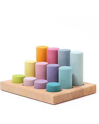 Grimm's Stacking Game Small Rollers - Pastel - FSC Linden Wood Montessori Toys