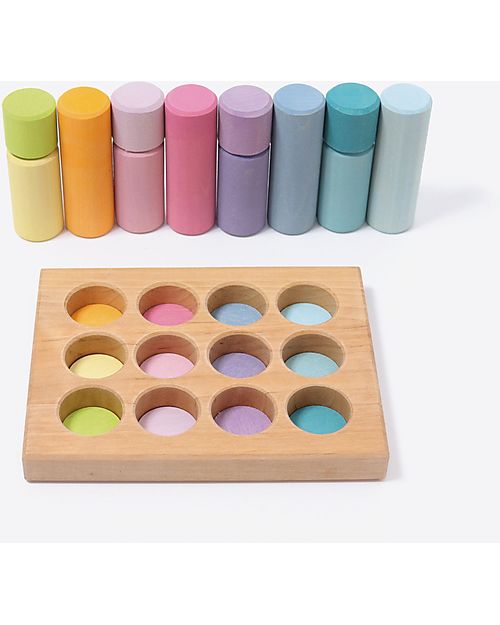 Grimm's Stacking Game Small Rollers - Pastel - FSC Linden Wood Montessori Toys