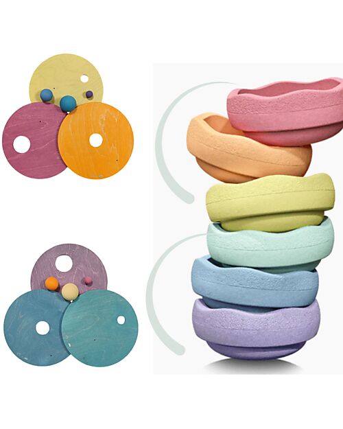 Grimm's The Rolling Discs Set - Warm Pastel - Grimm's x Stapelstein Balance Toys_