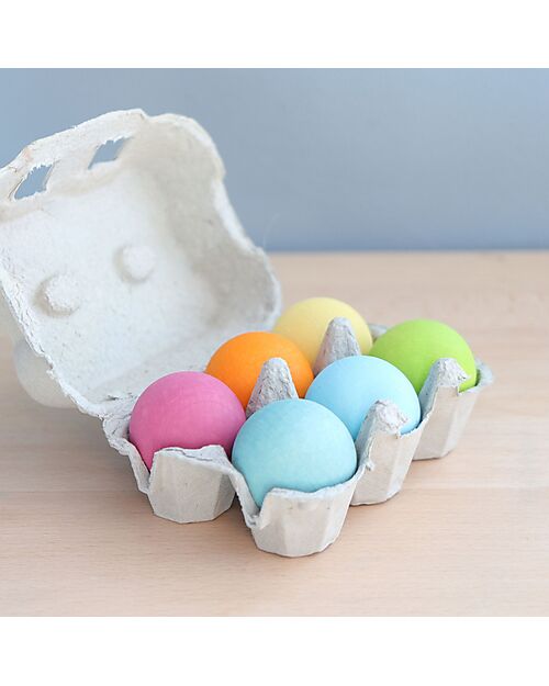 Grimm's Wooden Balls - Pastel - Set of 6 Montessori Toys