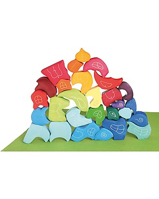 Grimm's Wooden Blocks Set Tower Leafs - 3 pieces - Original, educational, fun! Wooden Blocks and Construction Sets