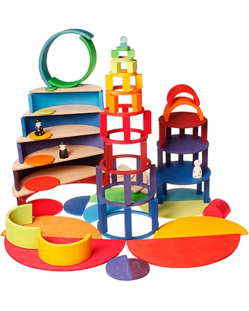 Grimm's Wooden Concentric Circles and Rings - 20 pieces Montessori Toys