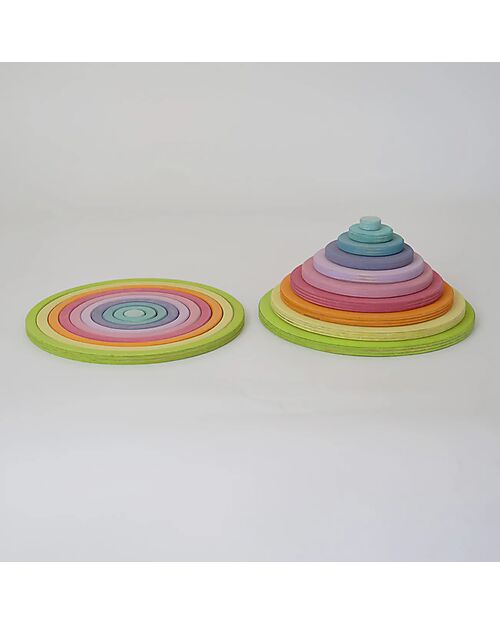 Grimm's Wooden Concentric Circles and Rings - Pastel - 20 pieces Montessori Toys
