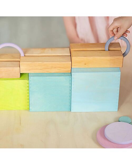 Grimm's Wooden Concentric Circles and Rings - Pastel - 20 pieces Montessori Toys