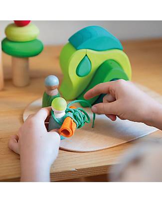 Grimm's Wooden Educational Game - Small World Play In the Woods - 19 Pieces Montessori Toys