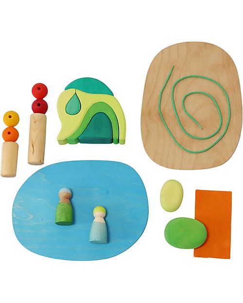 Grimm's Wooden Educational Game - Small World Play In the Woods - 19 Pieces Montessori Toys