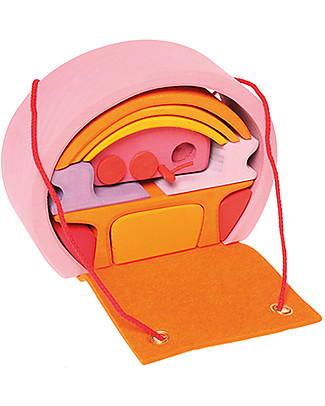 Grimm's Wooden Mobile Home, Pink-orange Dolls Houses