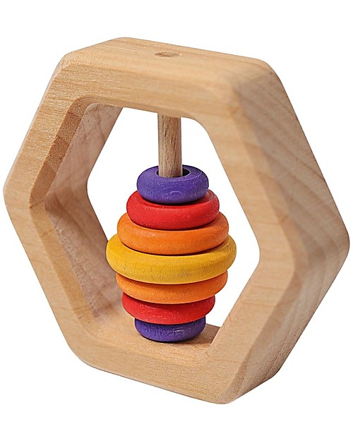 Grimm's Wooden Rattle Hexogonal Montessori Toys