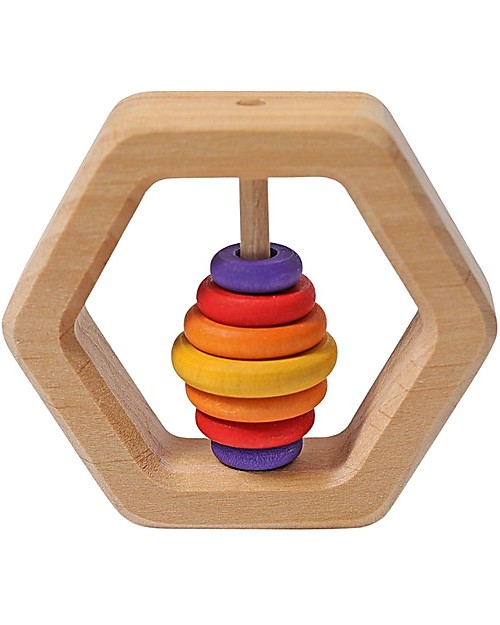 Grimm's Wooden Rattle Hexogonal Montessori Toys