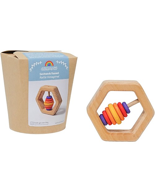 Grimm's Wooden Rattle Hexogonal Montessori Toys