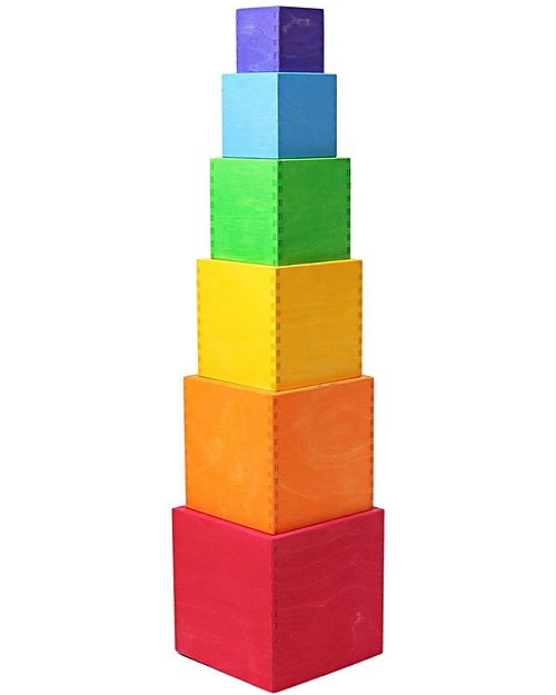 Grimm's Wooden Square Multi-Purpose Game Set - Rainbow - 6 Pieces Montessori Toys