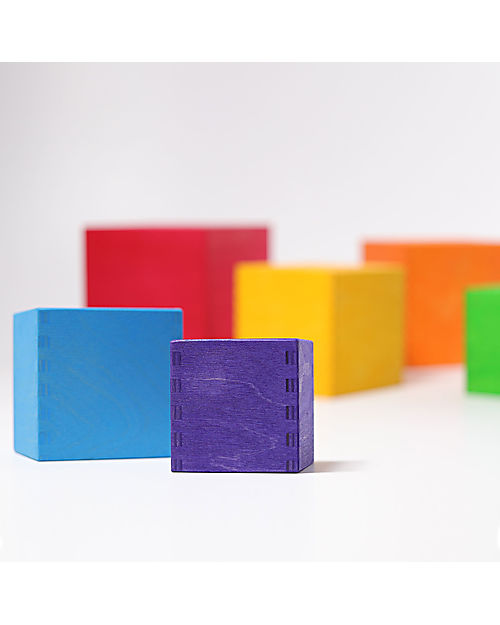 Grimm's Wooden Square Multi-Purpose Game Set - Rainbow - 6 Pieces Montessori Toys