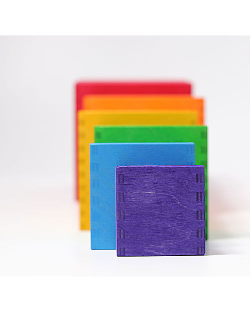 Grimm's Wooden Square Multi-Purpose Game Set - Rainbow - 6 Pieces Montessori Toys