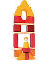 Grimm's Wooden Stacking Toy Framehouse, Red - Includes 23 building blocks and one peg doll! Wooden Blocks and Construction Sets