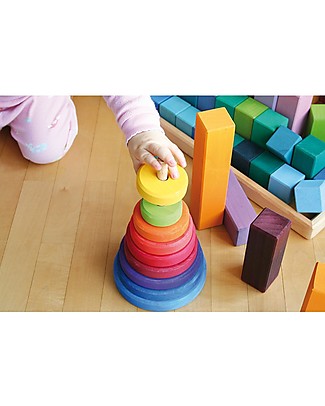 Grimm's Wooden Stacking Toy Large Conical Tower - Includes 11 colourful rings! Wooden Stacking Toys