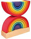 Grimm's Wooden Stacking Toy Rainbow Tower, 15 Pieces Montessori Toys