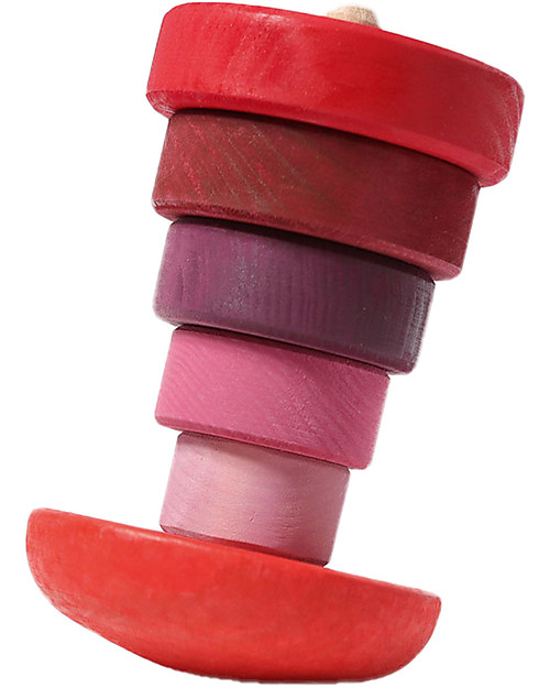 Grimm's Wooden Stacking Toy Small Conical Tower - Includes 6 Pink rings! Montessori Toys