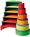 Grimm's Wooden Toy Large Semicircles, Rainbowcolours - 11 pieces Wooden Blocks and Construction Sets
