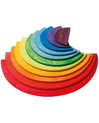 Grimm's Wooden Toy Large Semicircles, Rainbowcolours - 11 pieces Wooden Stacking Toys