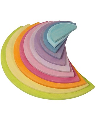 Grimm's Wooden Toy Large Semicircles Rainbowcolours - 12 pieces Montessori Toys