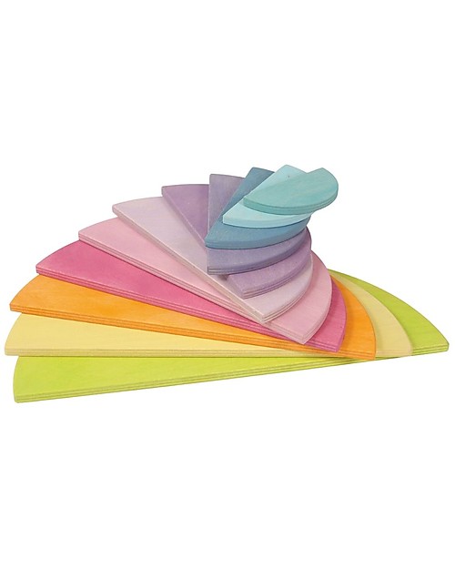Grimm's Wooden Toy Large Semicircles Rainbowcolours - 12 pieces Montessori Toys