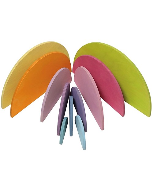 Grimm's Wooden Toy Large Semicircles Rainbowcolours - 12 pieces Montessori Toys