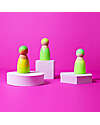 Grimm's Wooden Toy Neon Friends - 3 Peg Dolls - Green Montessori Toys