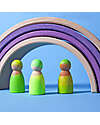 Grimm's Wooden Toy Neon Friends - 3 Peg Dolls - Green Montessori Toys