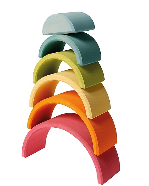 Grimm's Wooden Toy Pastel Rainbow, 6 pieces, 17 cm Montessori Toys