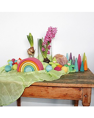 Grimm's Wooden Toy Pastel Rainbow, 6 pieces, 17 cm Wooden Stacking Toys