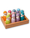 Grimm's Wooden Toy Pastel Rainbow Friends - 12 coloured peg dolls Montessori Toys