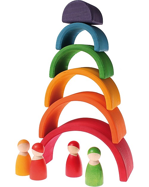 Grimm's Wooden Toy Rainbow, 6 Pieces, 17 cm Montessori Toys