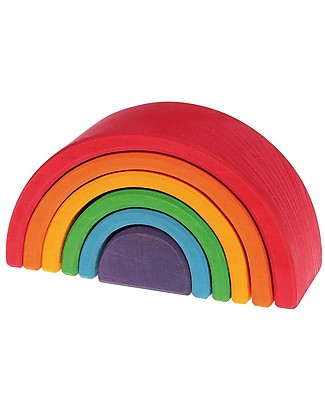 Grimm's Wooden Toy Rainbow, 6 Pieces, 17 cm Wooden Blocks & Construction Sets