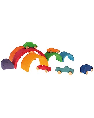 Grimm's Wooden Toy Rainbow, 6 Pieces, 17 cm Wooden Blocks & Construction Sets