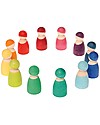 Grimm's Wooden Toy Rainbow Friends - 12 coloured peg dolls Montessori Toys