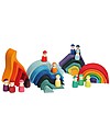 Grimm's Wooden Toy Rainbow Friends - 12 coloured peg dolls Montessori Toys