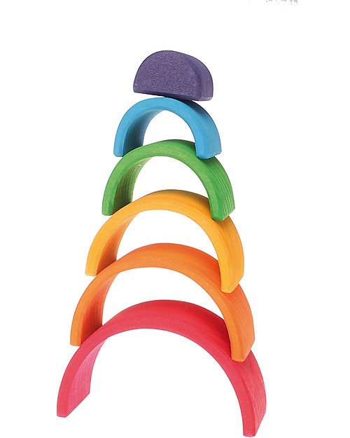 Grimm's Wooden Toy Small Rainbow Tunnel, 6 pieces, 10,5 cm Montessori Toys