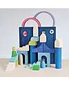 Grimm's World Construction Play Set - Polar Light - Blue - White Wooden Blocks and Construction Sets
